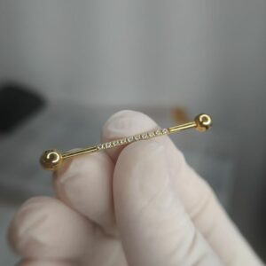 Transversal Titanium Rosca Interna Zirconias Cravejada Pvd Gold